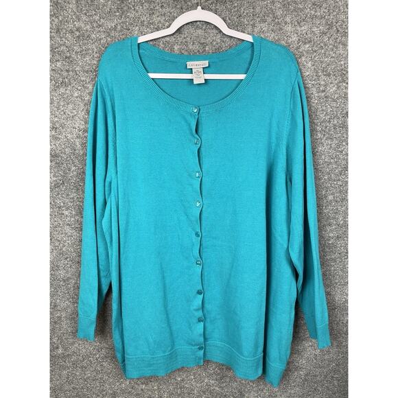 Catherines Sweaters - Catherines Women’s Plus Size 3X 26-28W Cardigan Magenta Button Up Teal